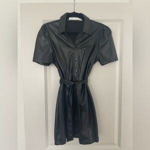 bishop + young Black Faux Leather Mini Dress